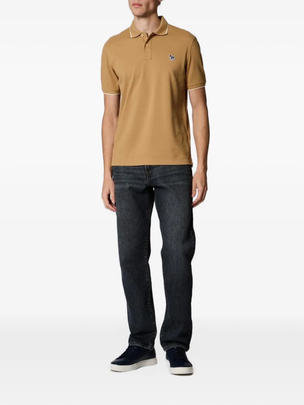 Paul Smith Zebra-patch tipped polo shirt Beige