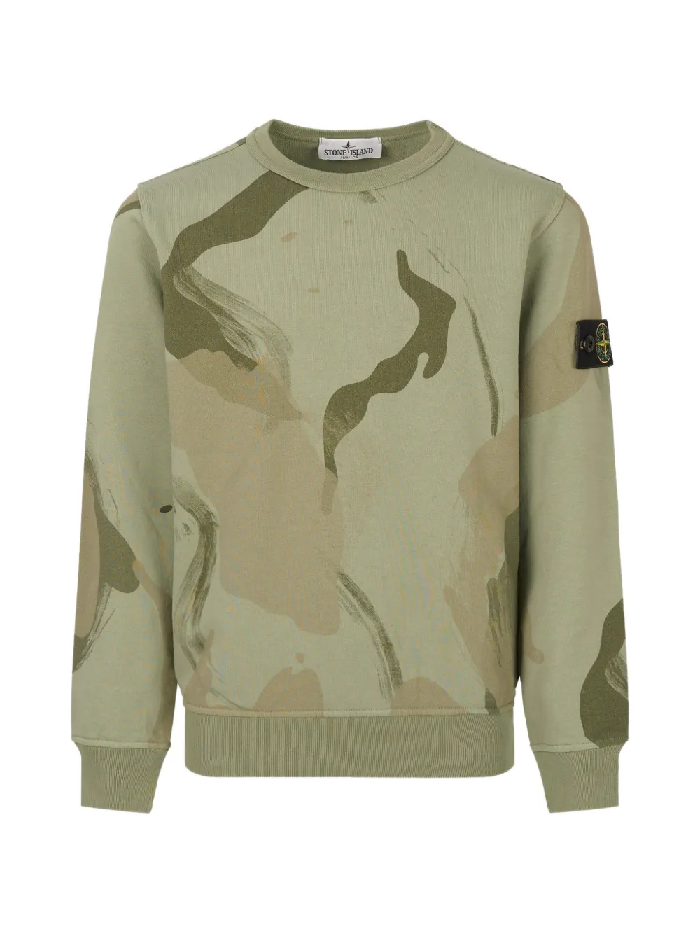 Stone Island Junior Compass-patch camouflage-print sweatshirt Groen