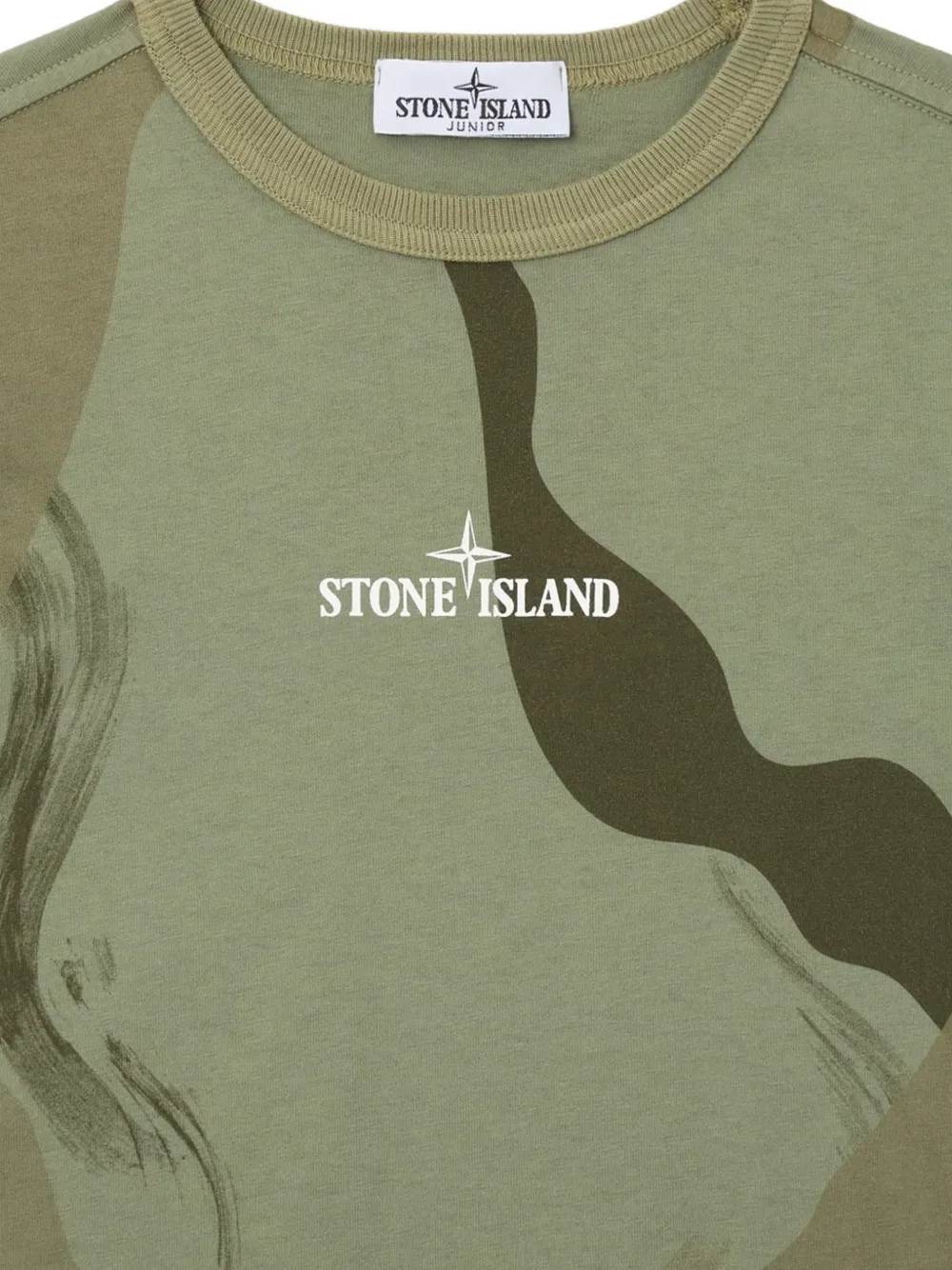 Stone Island Junior camouflage-print logo-print T-shirt Groen