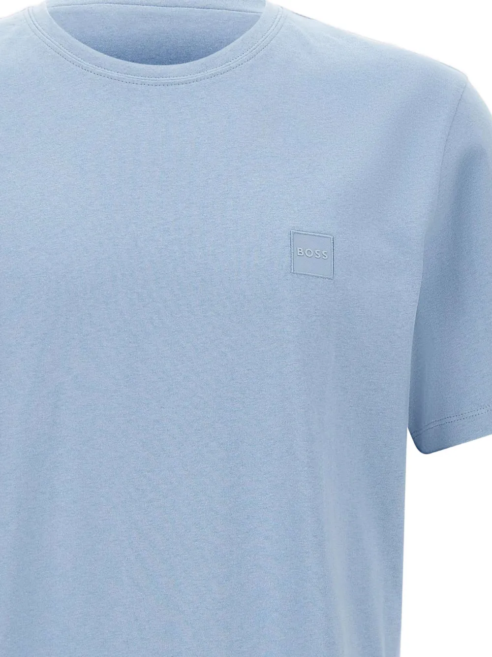 BOSS Katoenen-jersey T-shirt met logo-patch Blauw