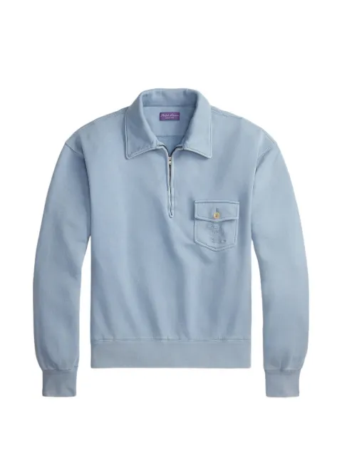 Ralph Lauren Purple Label sudadera bordada con medio cierre