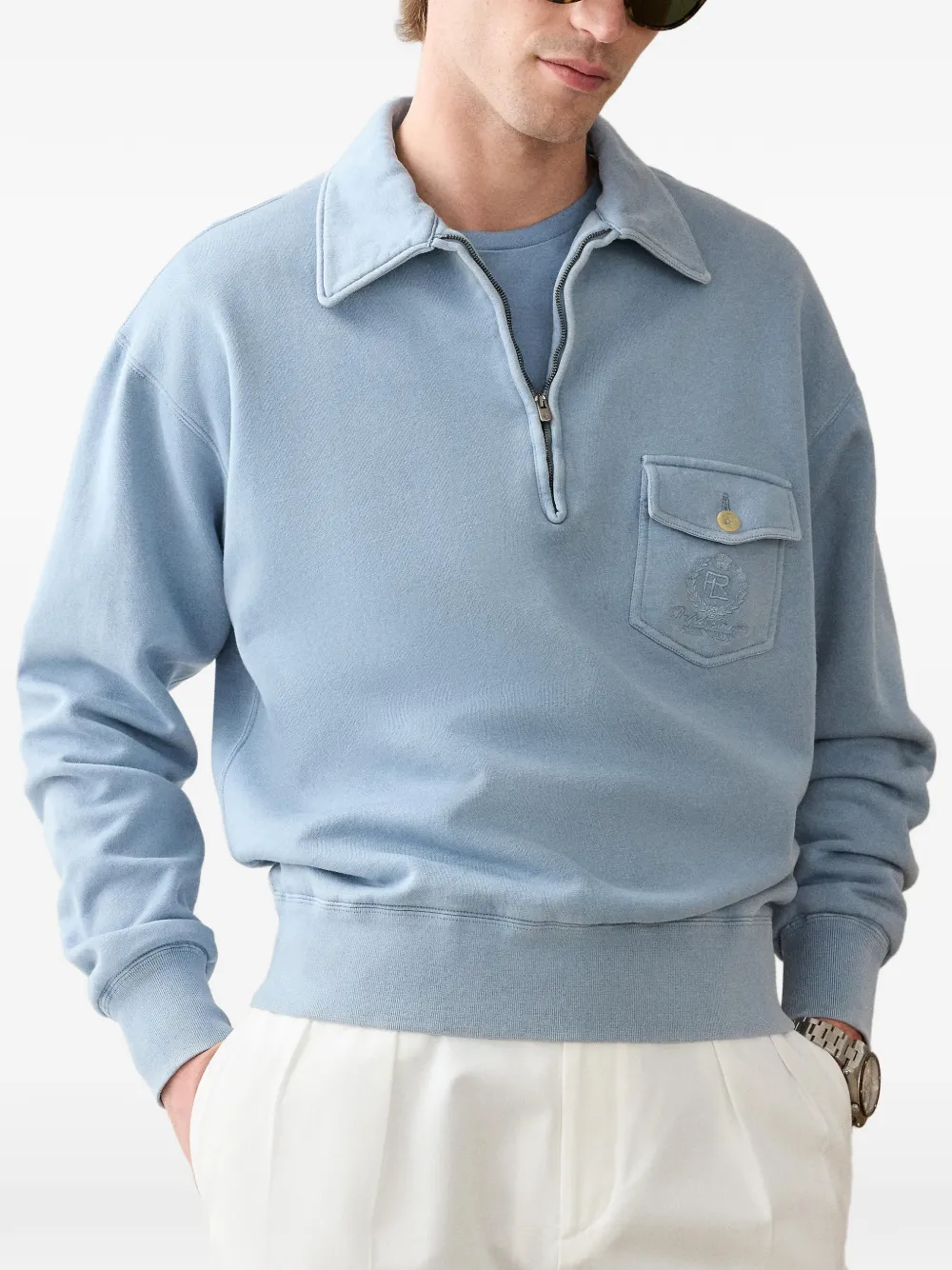 Ralph Lauren Purple Label Sweater met geborduurd logo Blauw