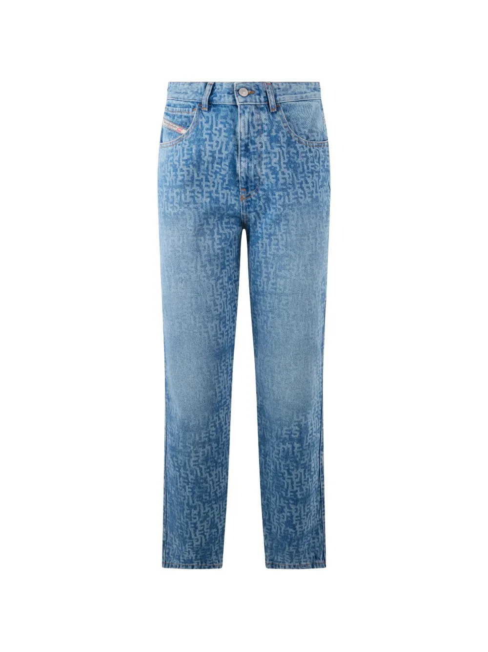 Diesel monogram-print straight-leg jeans - Blau