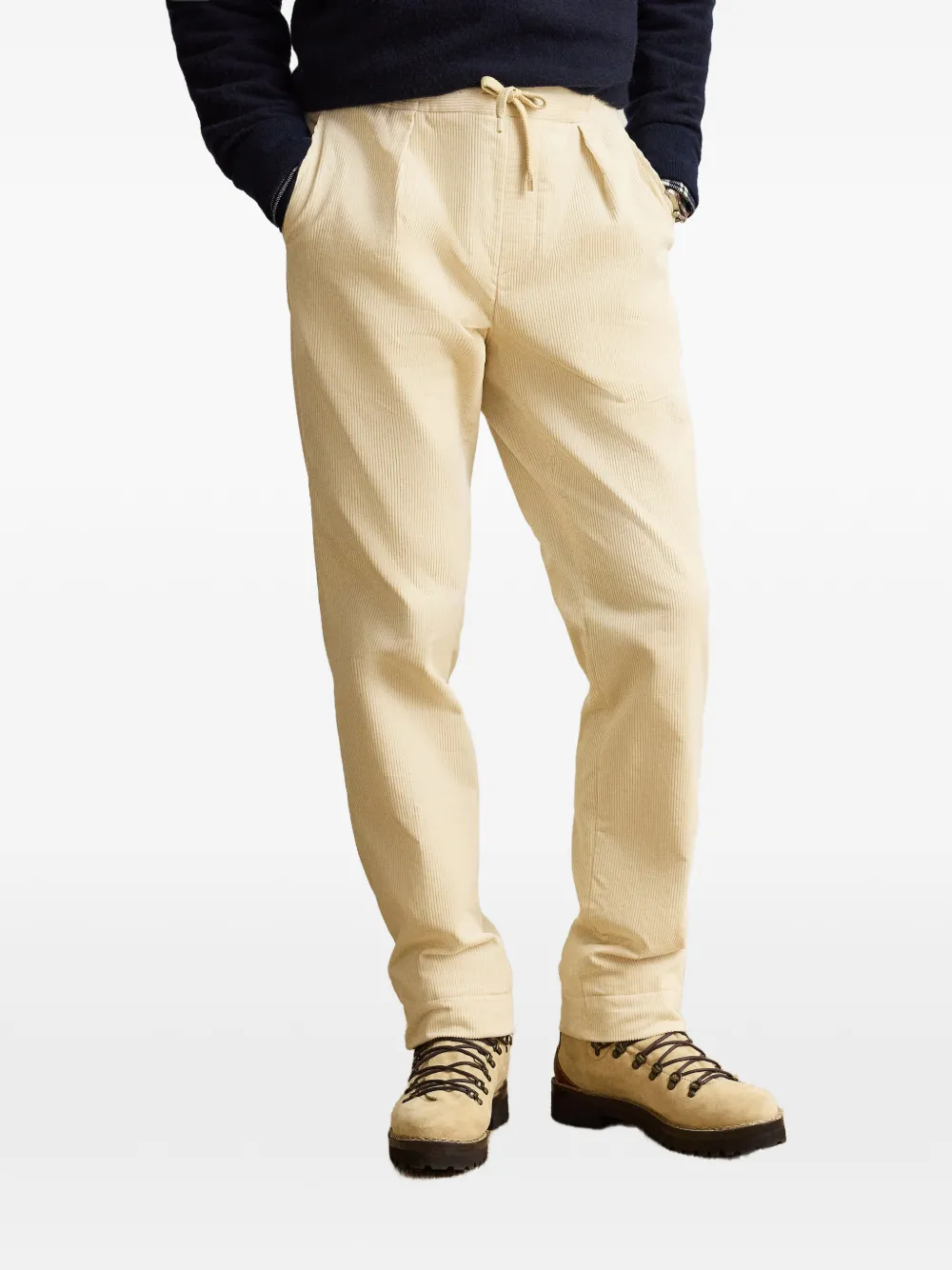 Ralph Lauren Purple Label Dorset ribfluwelen plooibroek Beige