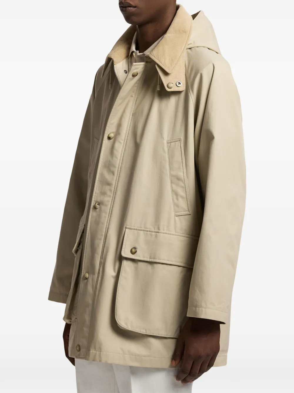 Ralph Lauren Purple Label Parka met ribfluwelen kraag en capuchon Beige