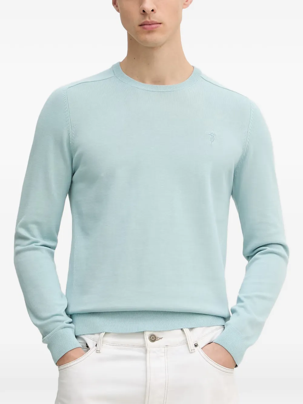 Trussardi logo-embroidered crew-neck sweater - Blu