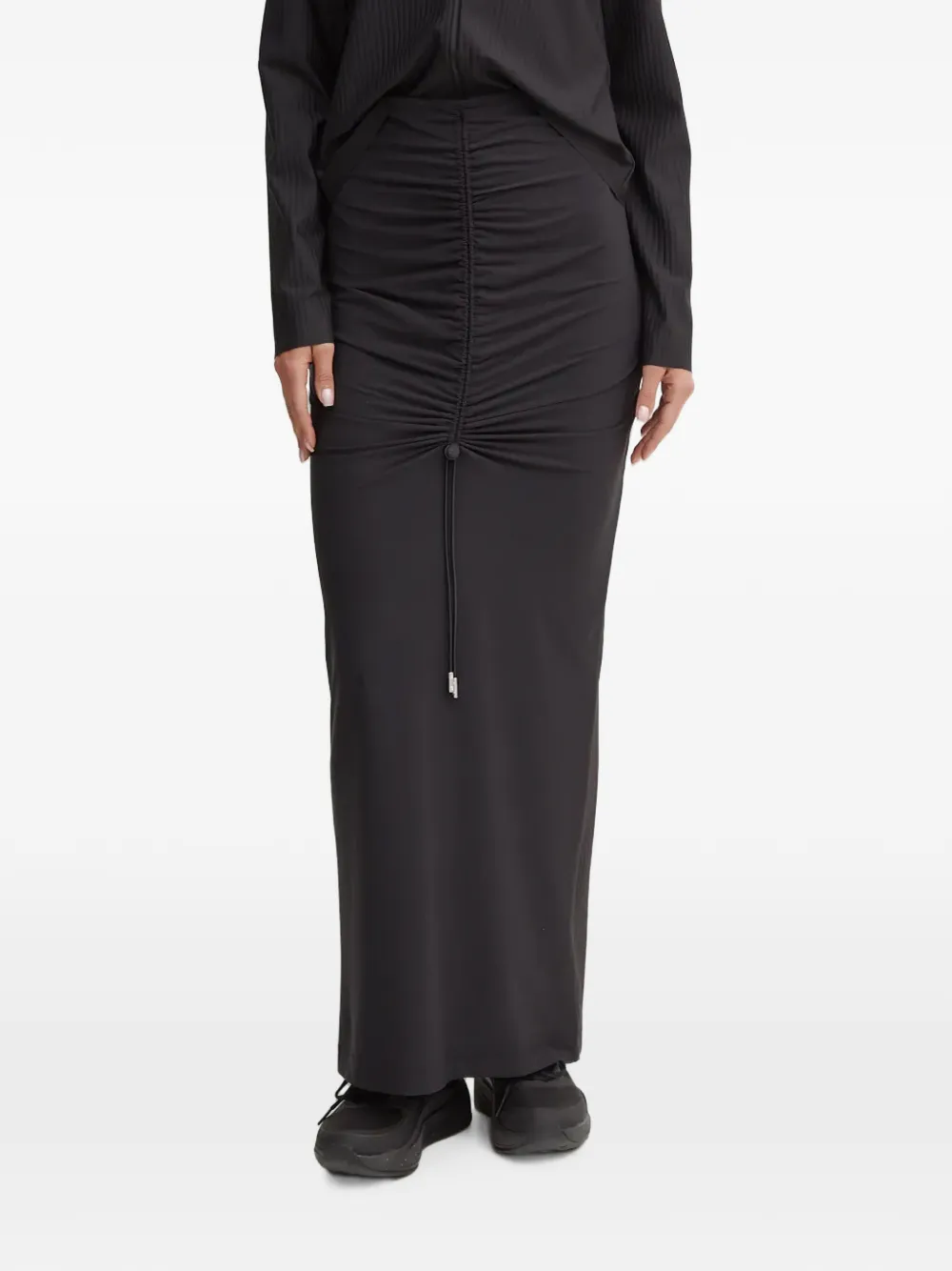 Sportalm maxi ruched drawstring skirt - Nero