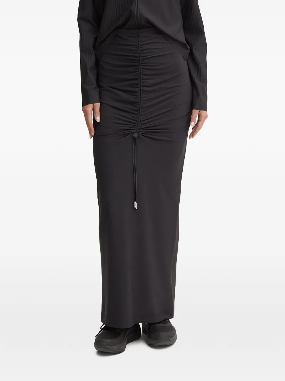 Sportalm maxi ruched drawstring skirt - Nero