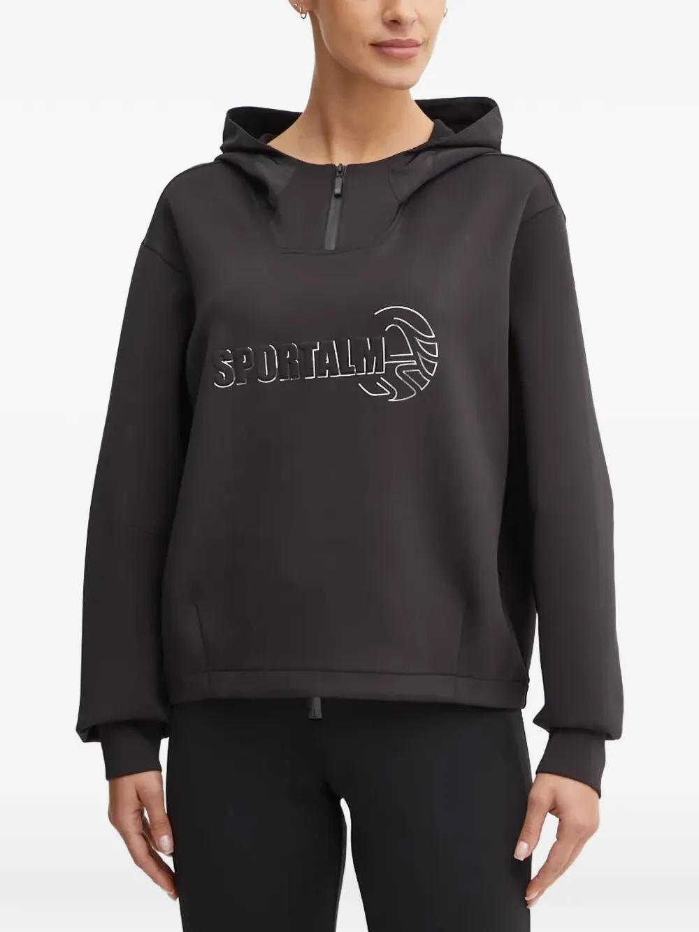 Sportalm logo-print zip-neck hoodie - Grau