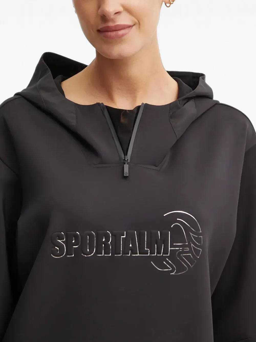 Sportalm Hoodie met rits en logoprint Grijs