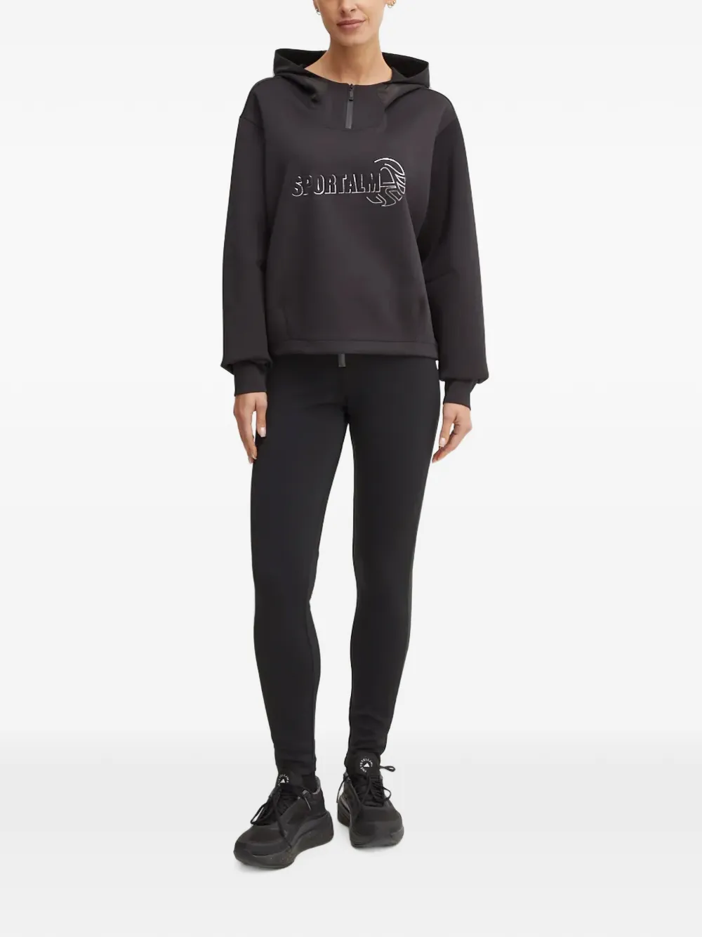 Sportalm Hoodie met rits en logoprint Grijs