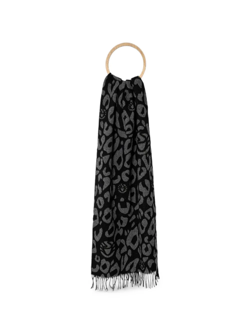 Sportalm leopard-print fringed scarf - Nero