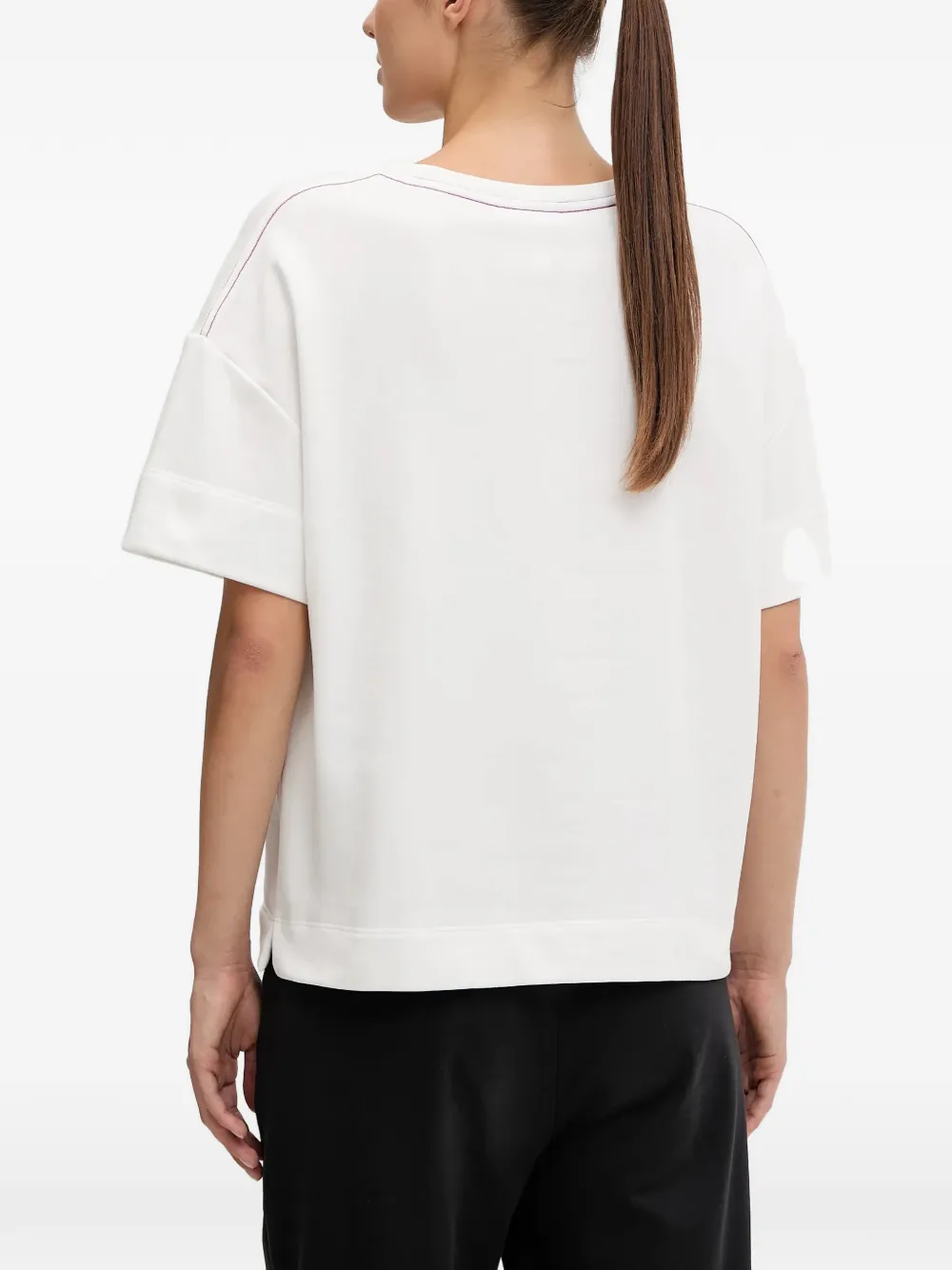 Sportalm Sweater met pailletten en print Wit