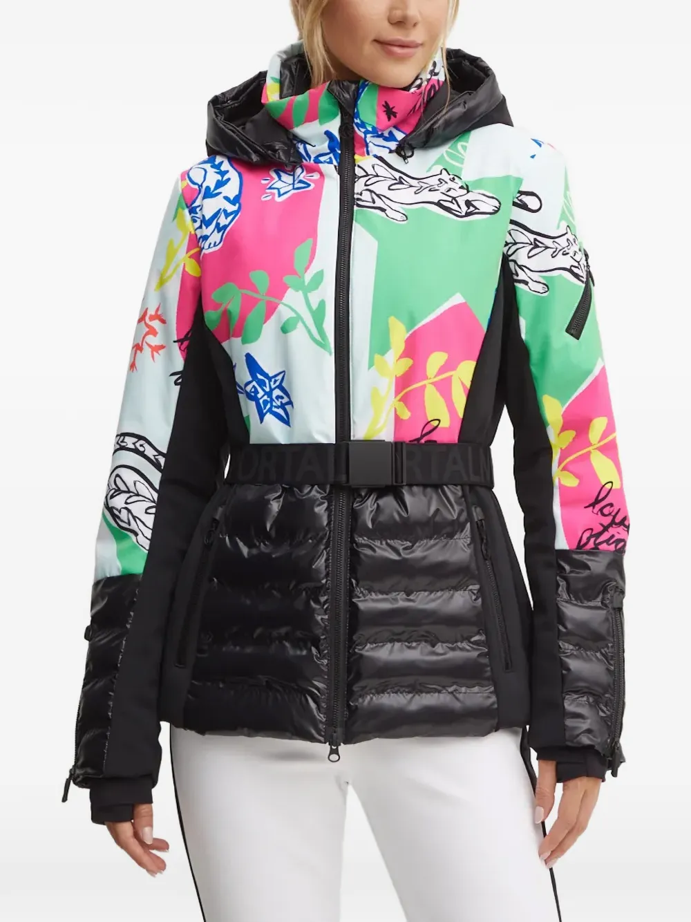 Sportalm graphic-print belted ski jacket - Schwarz