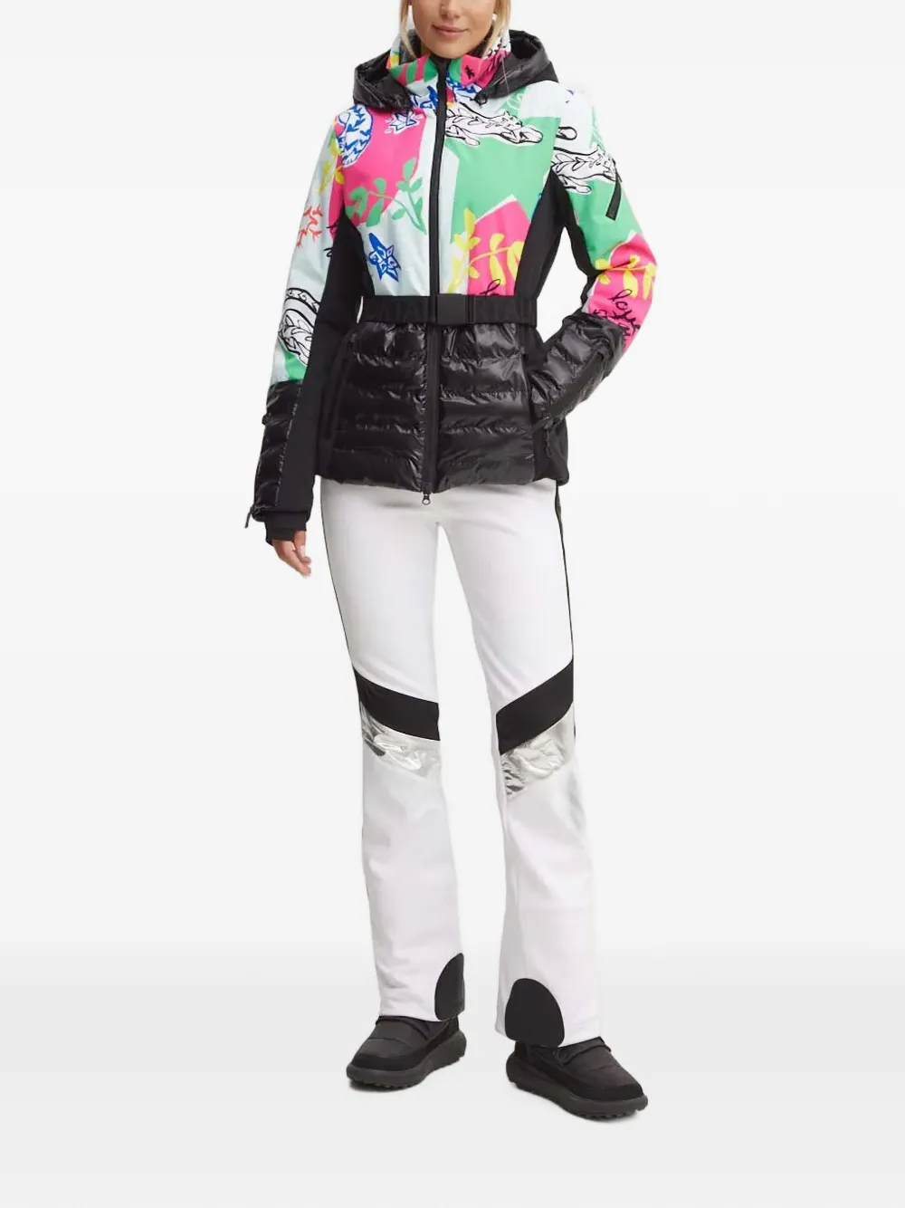 Sportalm Ski-jack met ceintuur en grafische print Zwart