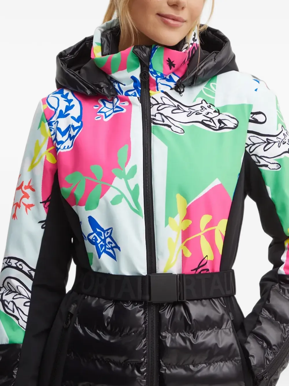 Sportalm Ski-jack met ceintuur en grafische print Zwart