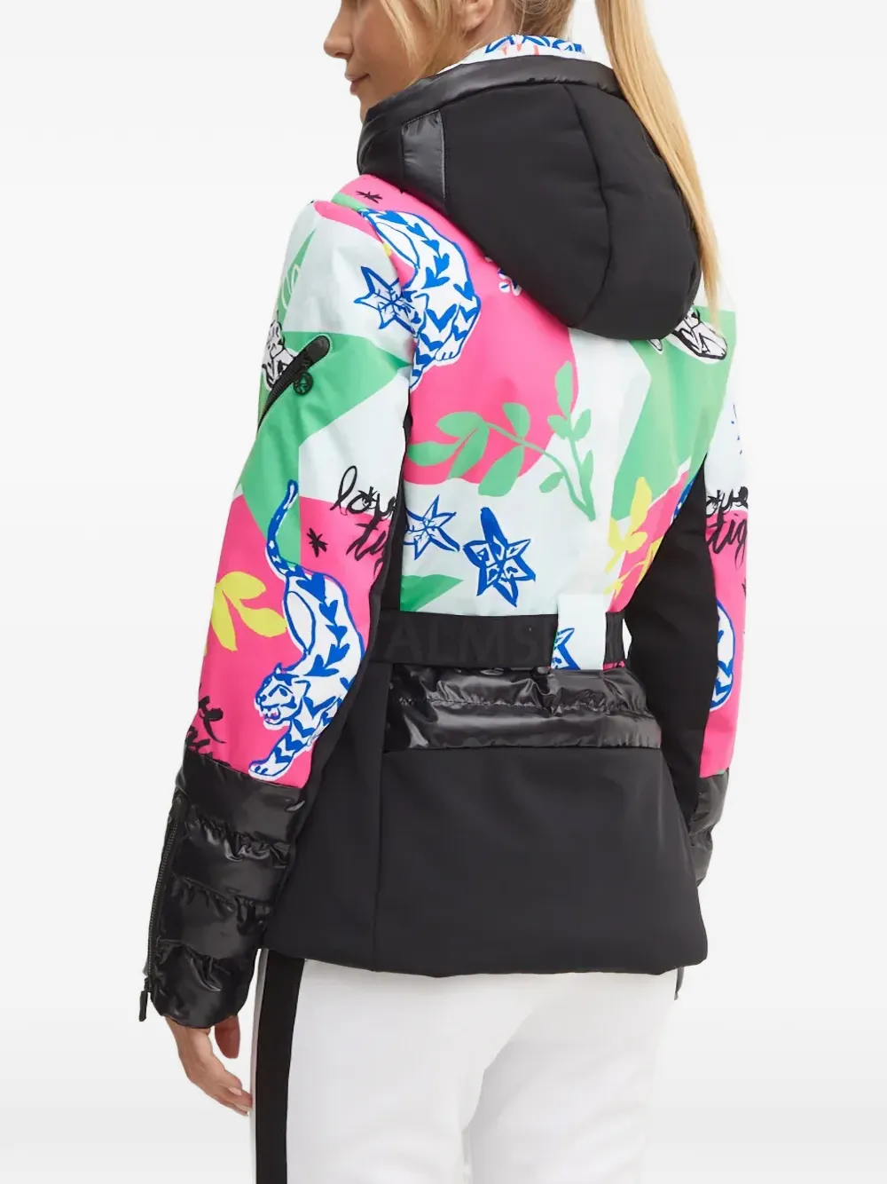 Sportalm Ski-jack met ceintuur en grafische print Zwart