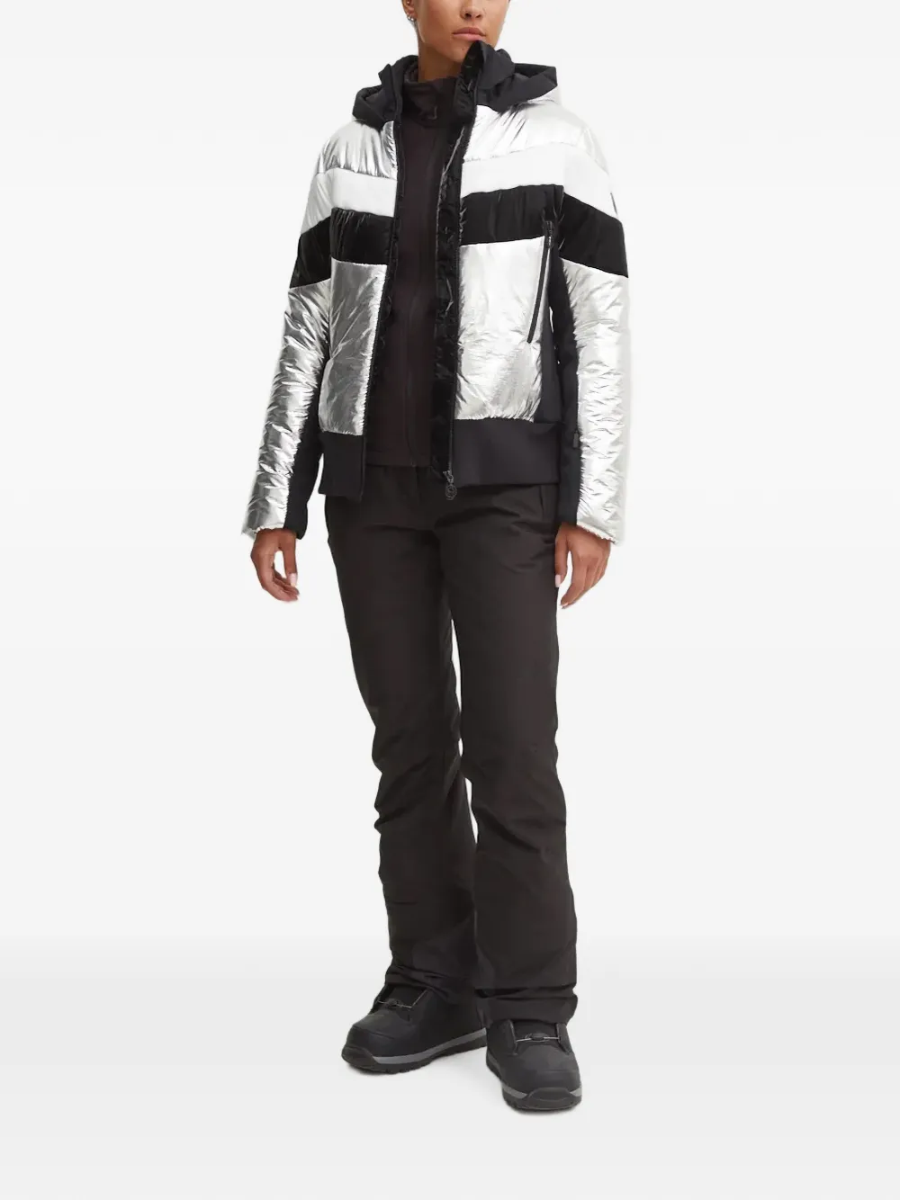 Sportalm Ski-jack met capuchon en vlakken Zilver