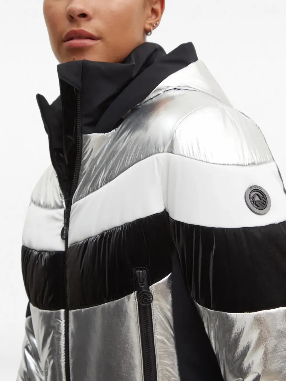 Sportalm Ski-jack met capuchon en vlakken Zilver