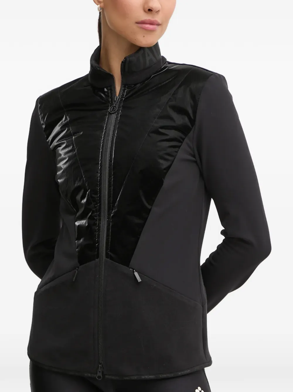Sportalm glossy-panelled zip-up jacket - Schwarz