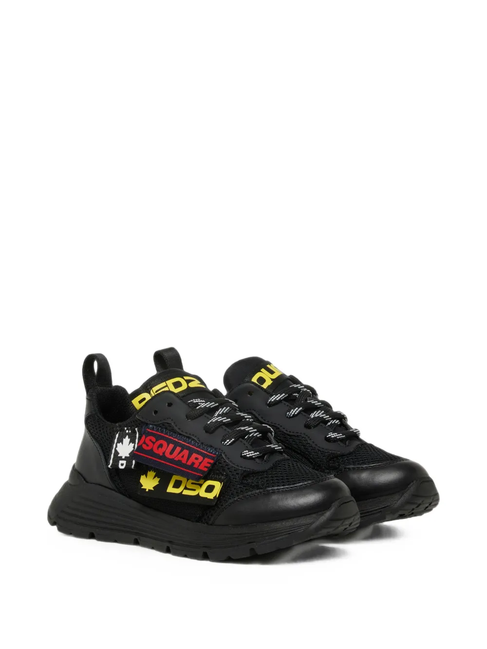 DSQUARED2 KIDS logo-patch panelled sneakers - Nero