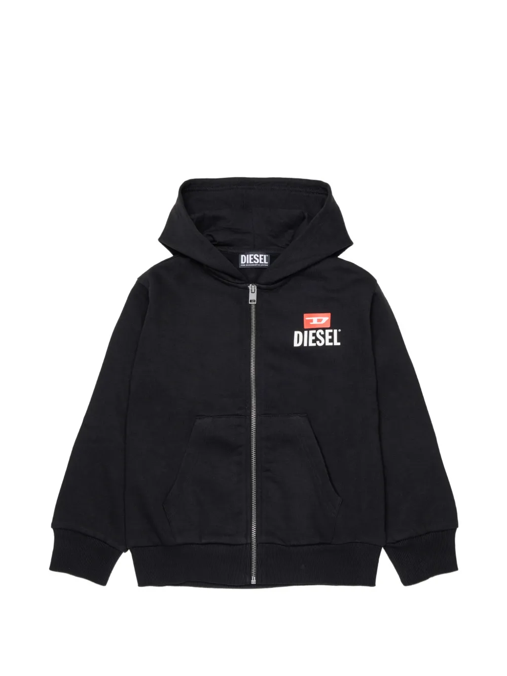 Diesel Kids logo-print zip-up hoodie - Nero