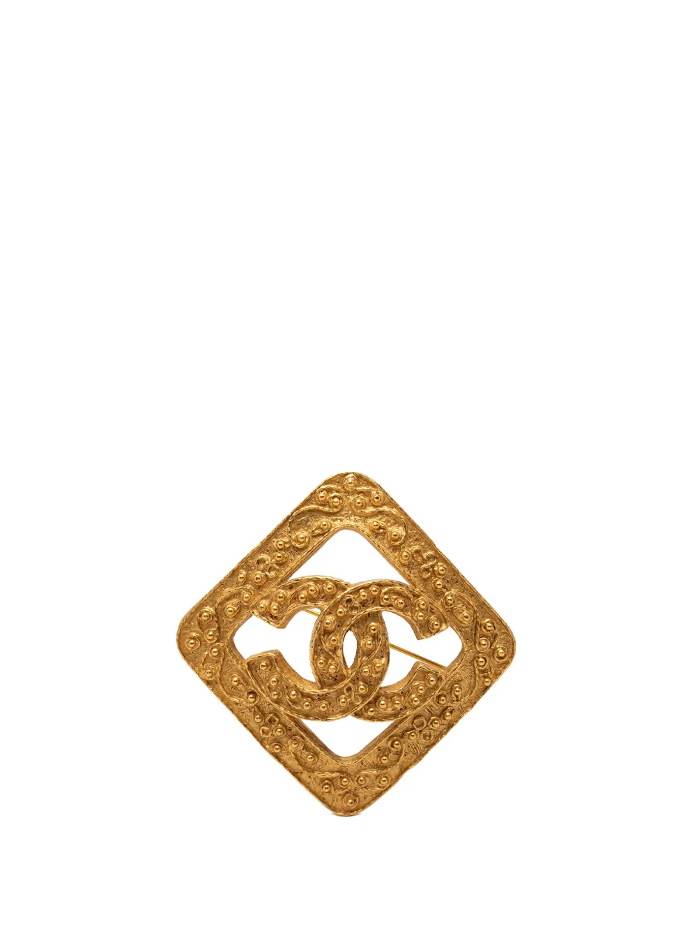 CHANEL Pre-Owned 1994 CC Gold Plated Rhombus Diamond Brooch costume brooch - Oro