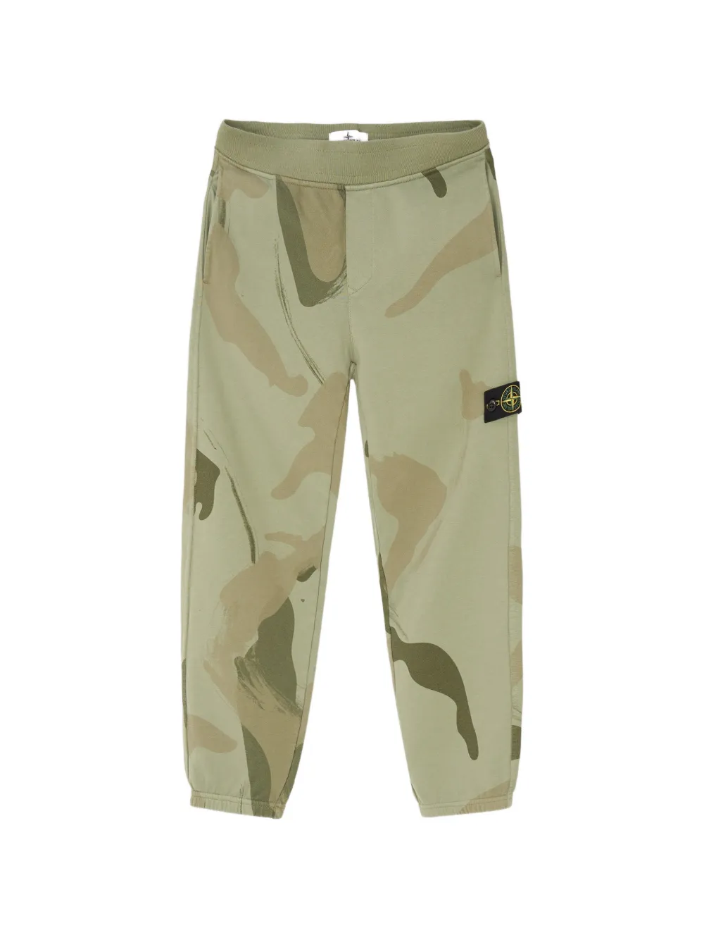 Stone Island Junior camouflage-print logo-patch track pants Groen