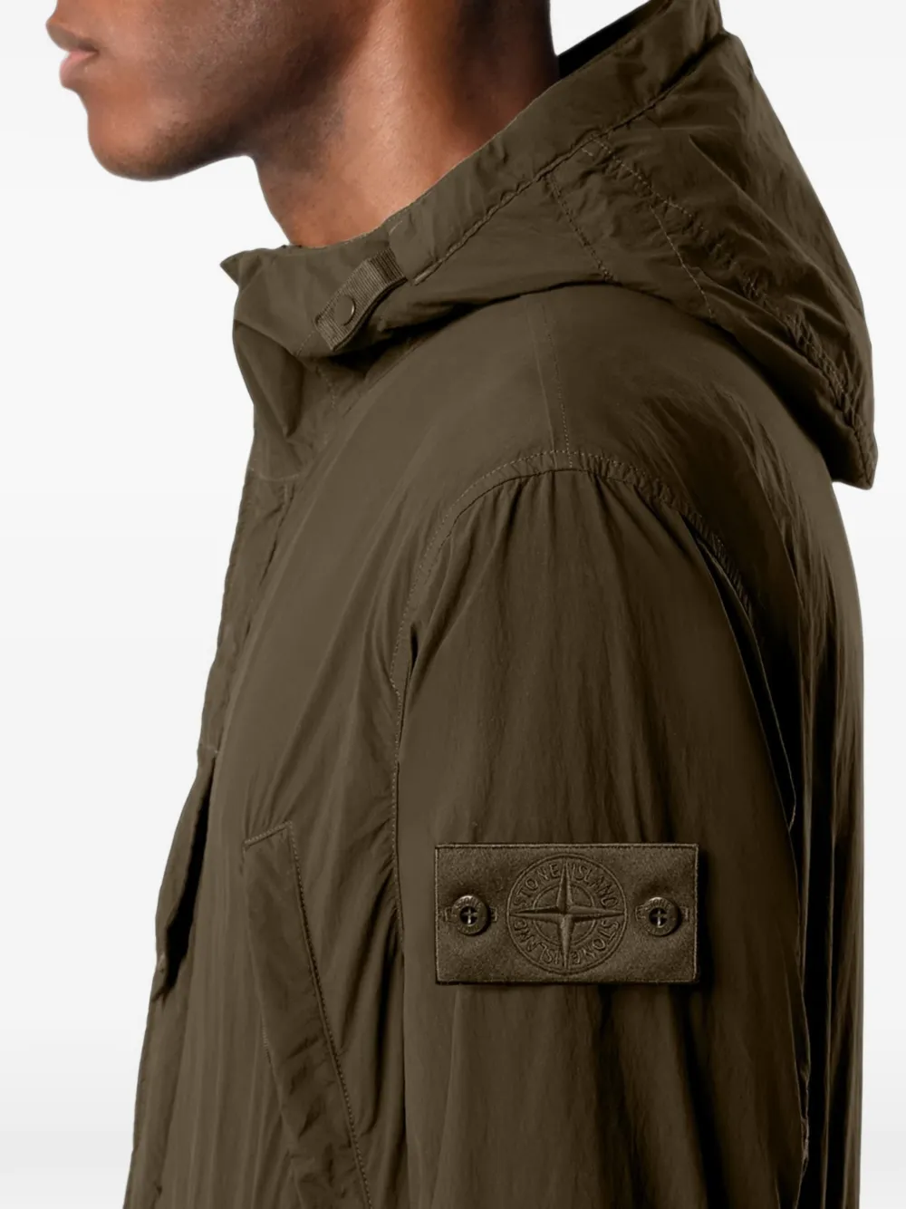 Stone Island Q100024 nylon Smerigliato_S.I. Ghost coat Groen