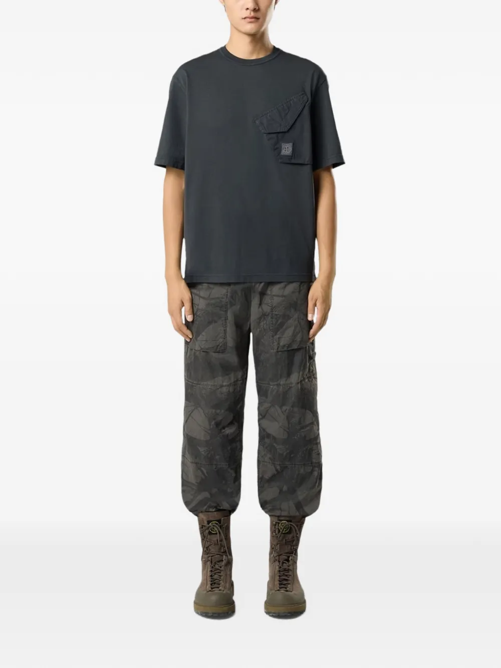 Stone Island 2100008 organic cotton jersey T-shirt Grijs