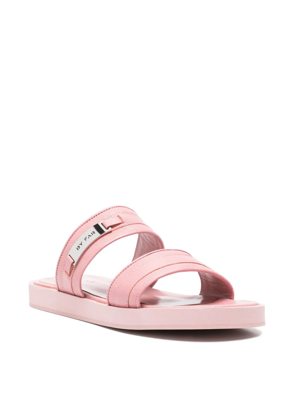BY FAR logo-plaque double-strap sandals Roze
