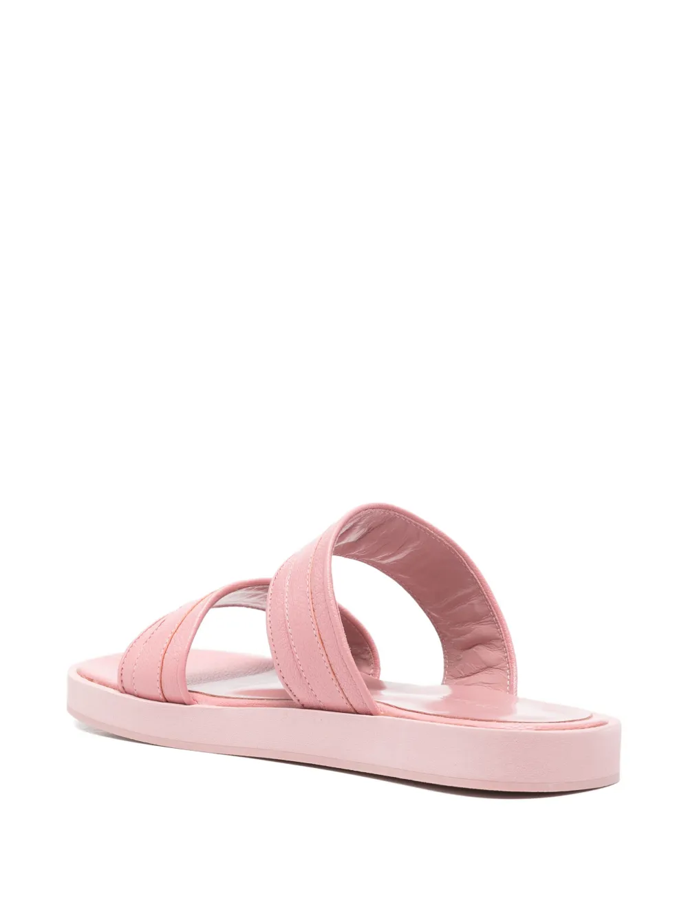 BY FAR logo-plaque double-strap sandals Roze