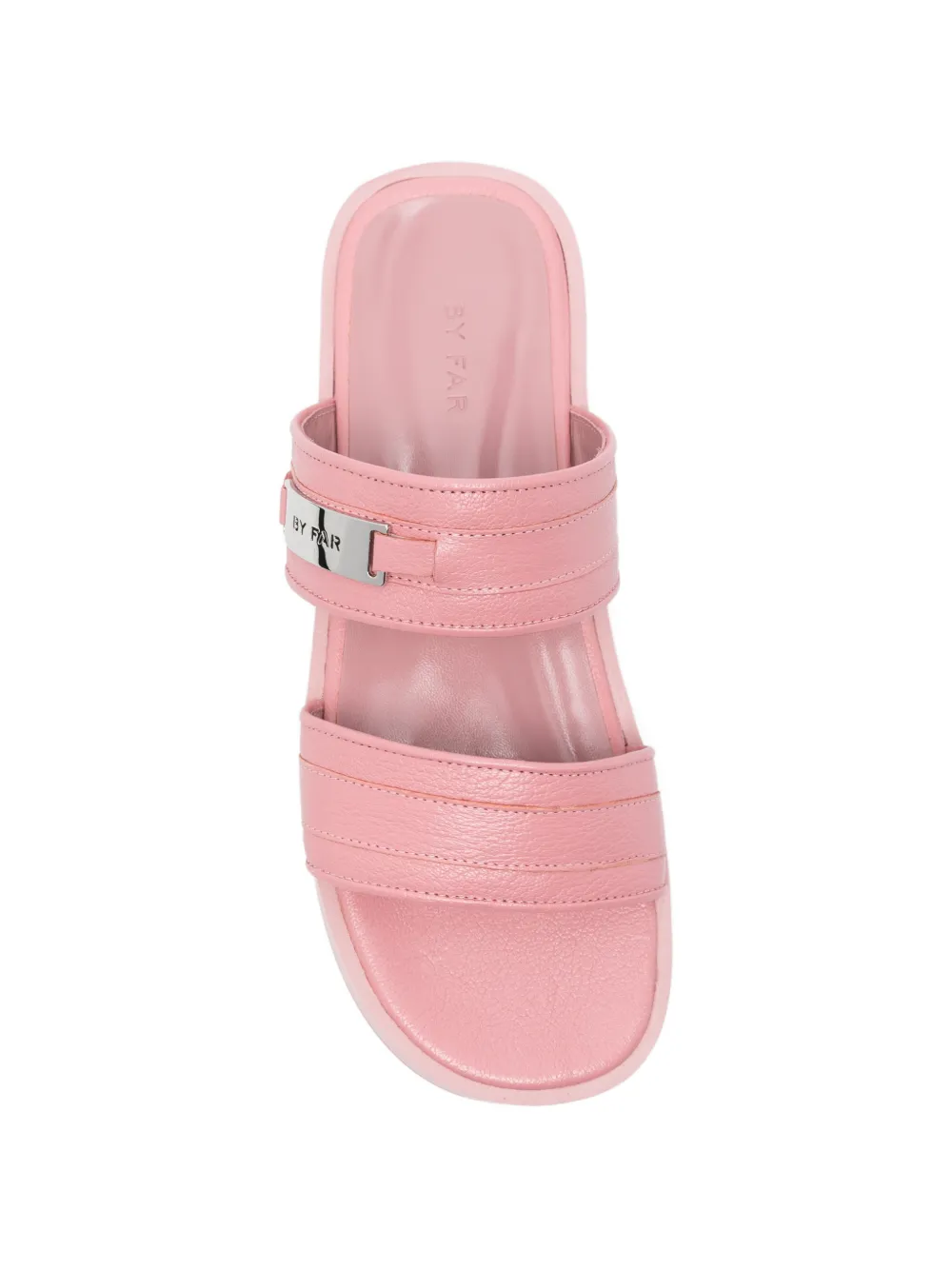 BY FAR logo-plaque double-strap sandals Roze