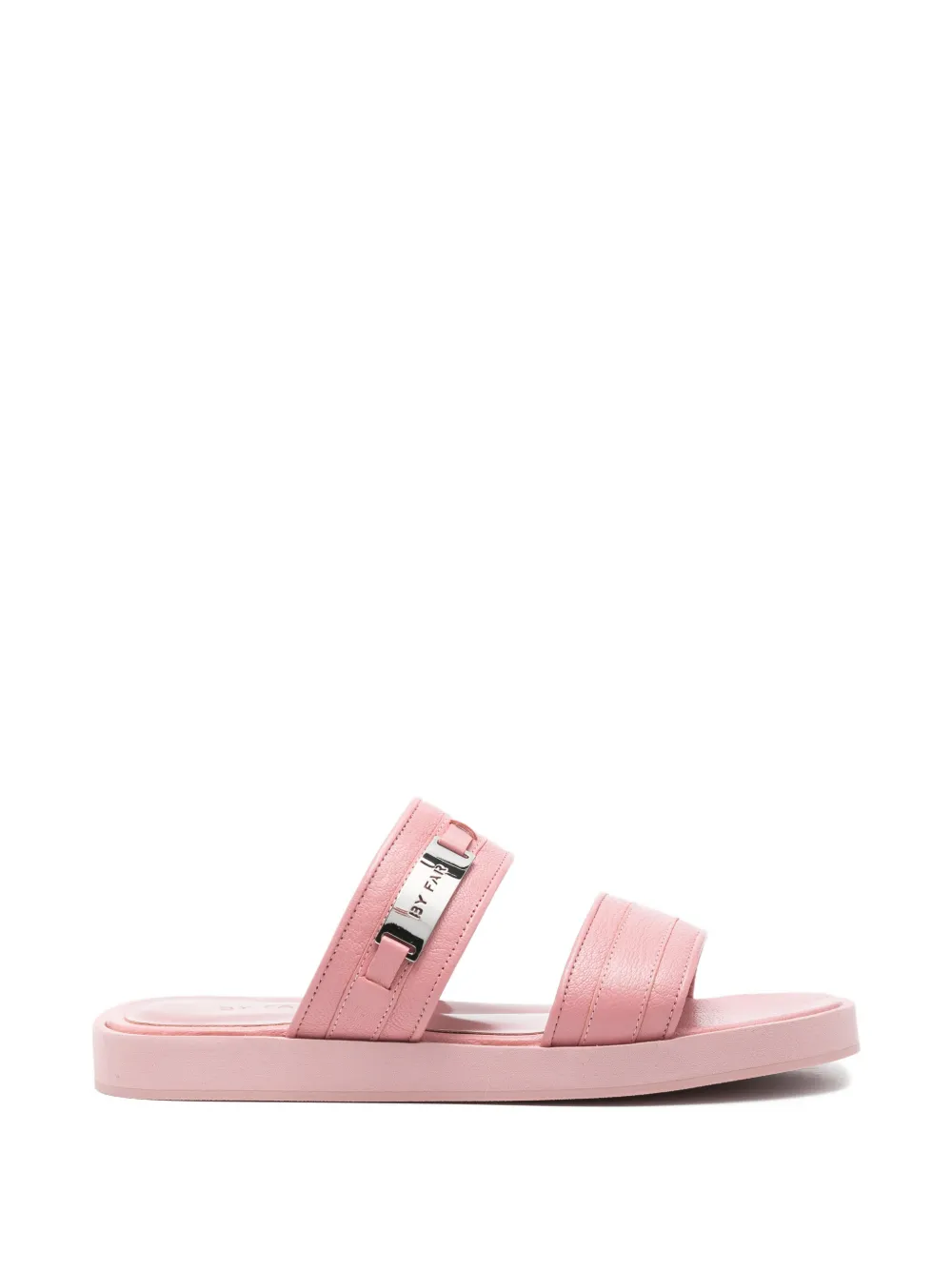 BY FAR logo-plaque double-strap sandals Roze