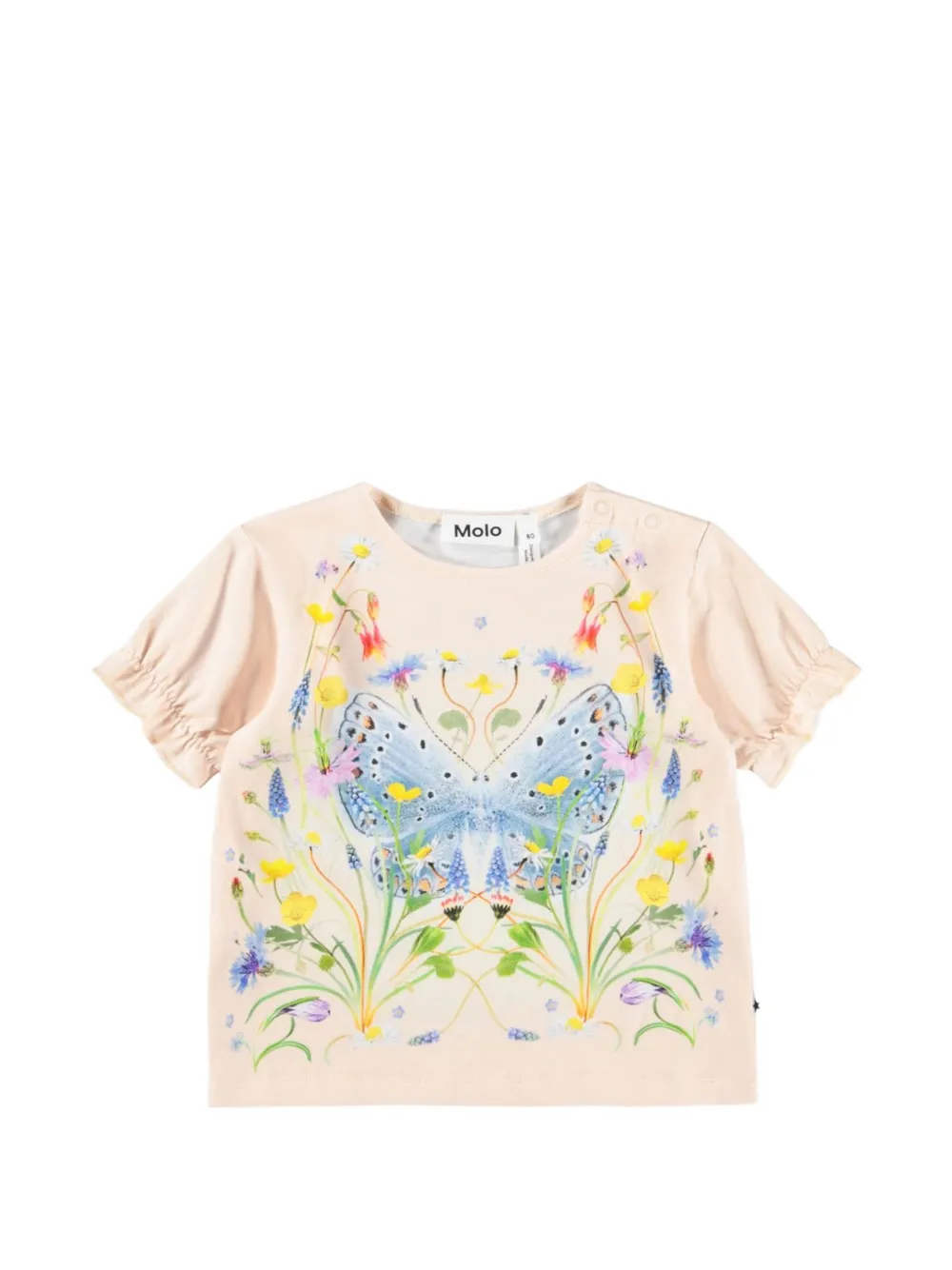 Molo Eline butterfly-print ruffled T-shirt - Rosa