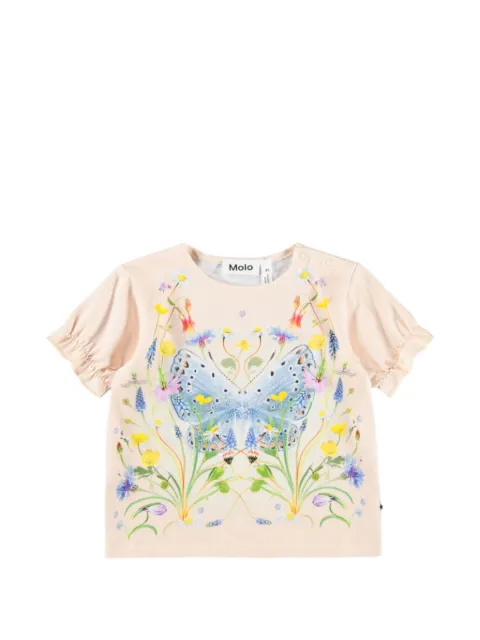 Molo Eline butterfly-print ruffled T-shirt