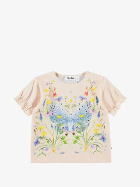 Molo Eline butterfly-print ruffled T-shirt