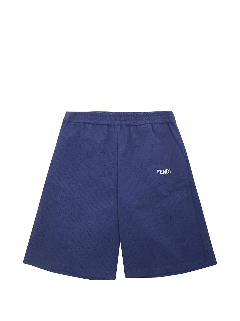 Fendi Kids embroidered-logo seersucker shorts - Blue