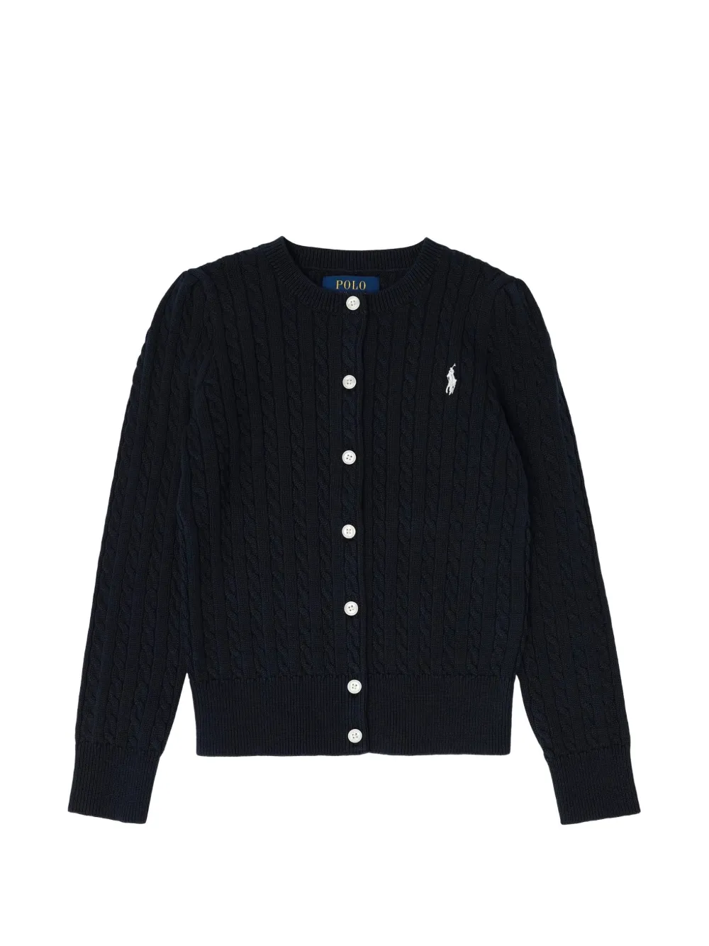 POLO RALPH LAUREN KIDS cable-knit embroidered-logo cardigan - Blau