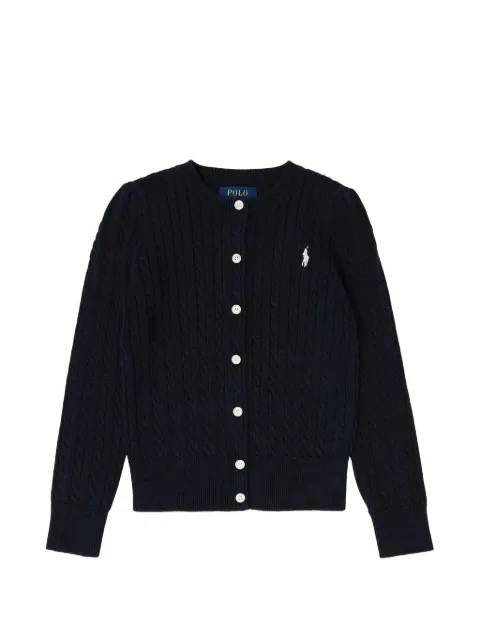 POLO RALPH LAUREN KIDS cable-knit embroidered-logo cardigan