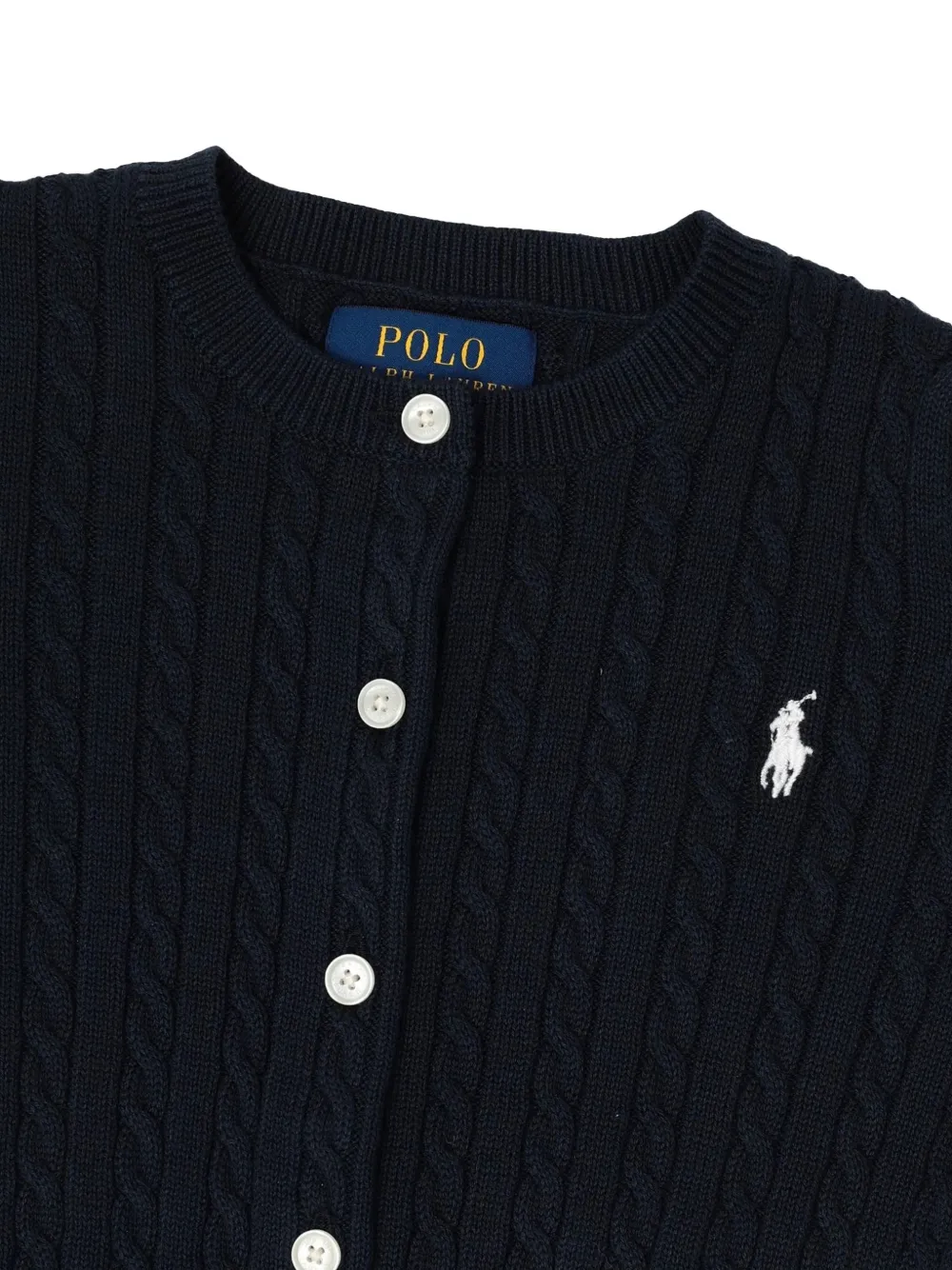 POLO RALPH LAUREN KIDS Kabelgebreid vest met geborduurd logo Blauw