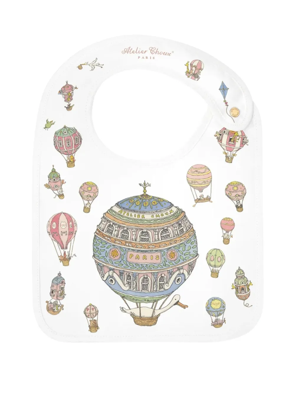 Atelier Choux Slabbetje met heteluchtballon-print Wit