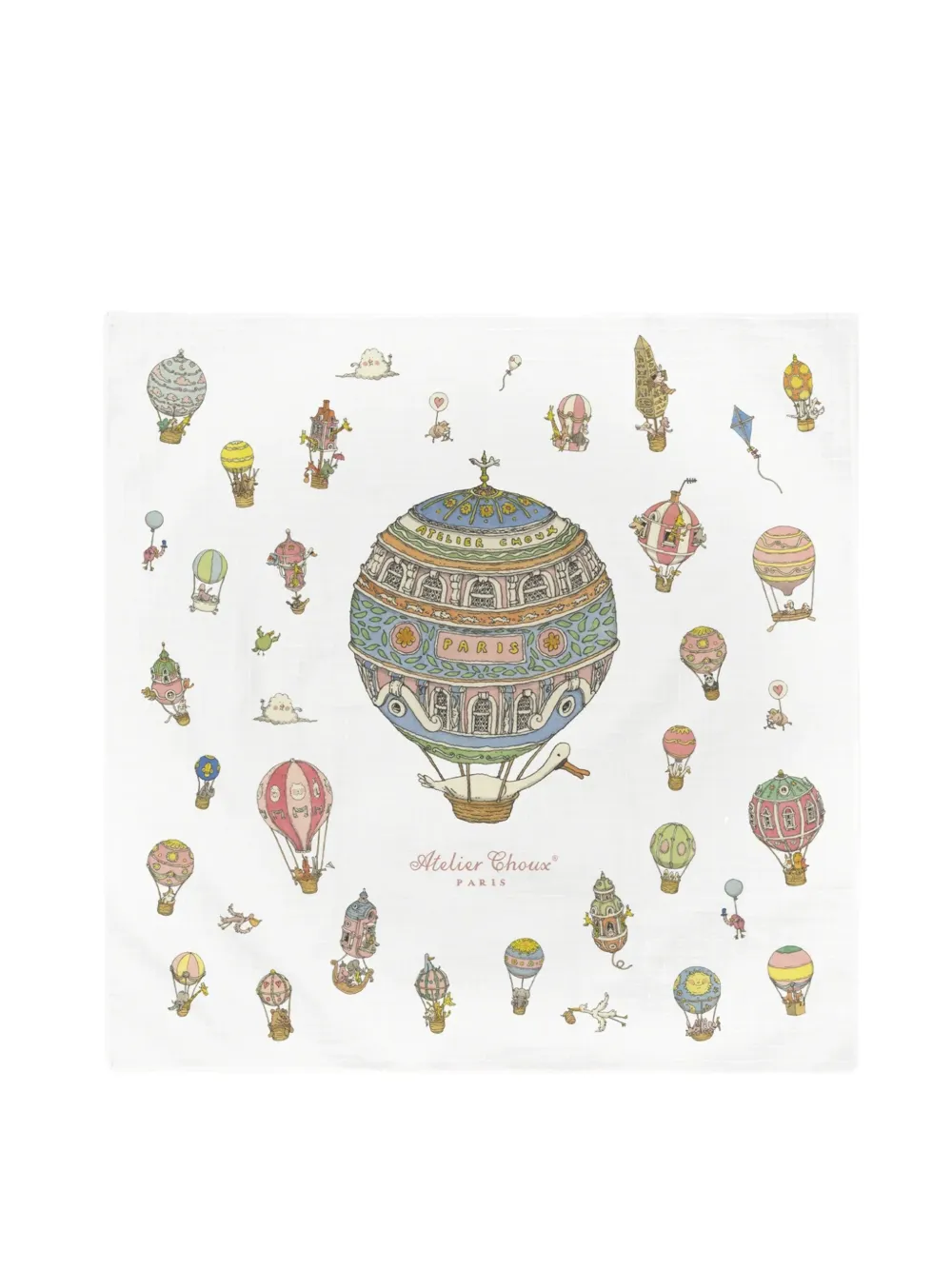 Atelier Choux Slabbetje met heteluchtballon-print Wit