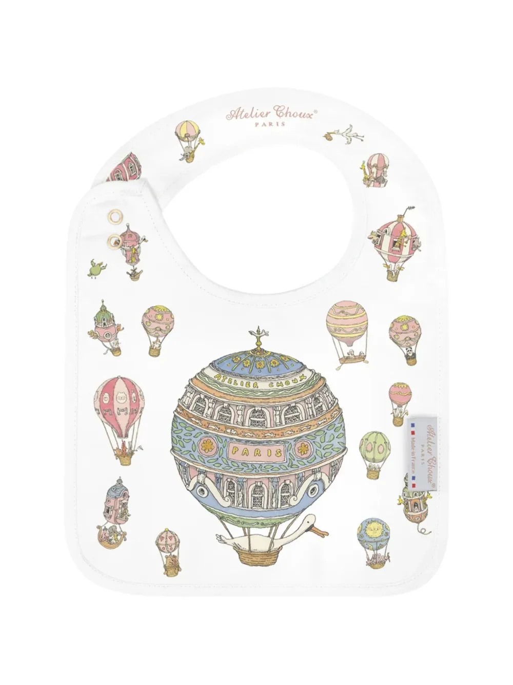 Atelier Choux Slabbetje met heteluchtballon-print Wit