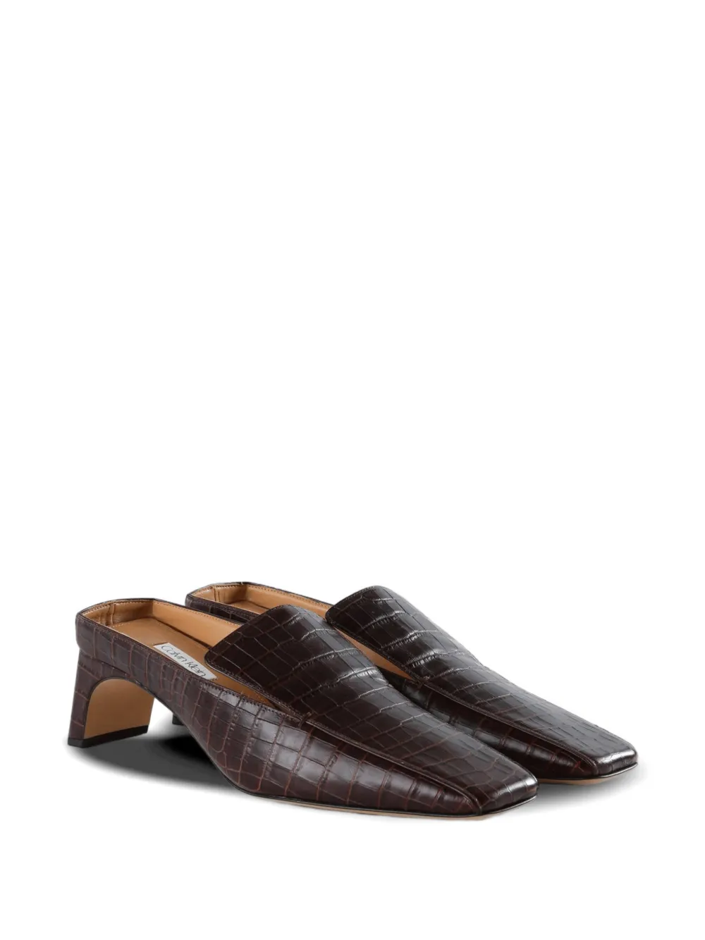 CALVIN KLEIN COLLECTION Tilda croc-effect square-toe mules Bruin