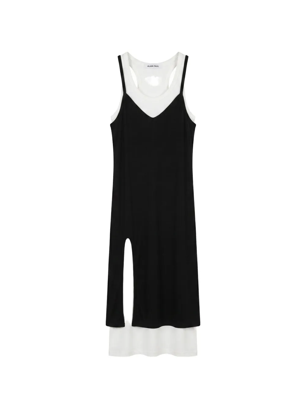 ALAINPAUL layered side-slit midi dress - Nero
