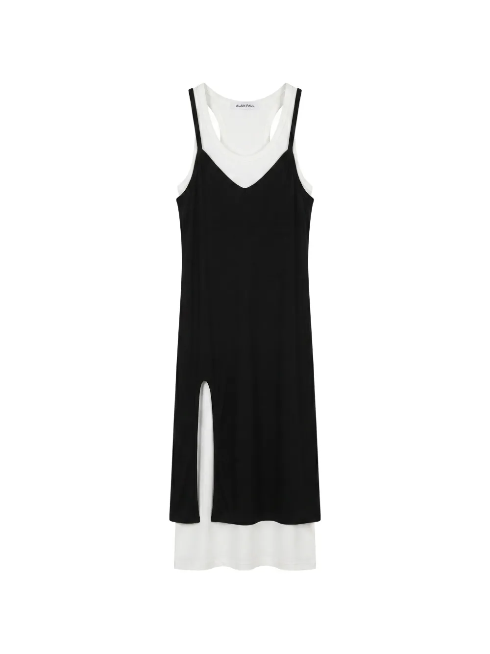 ALAINPAUL layered side-slit midi dress - Nero