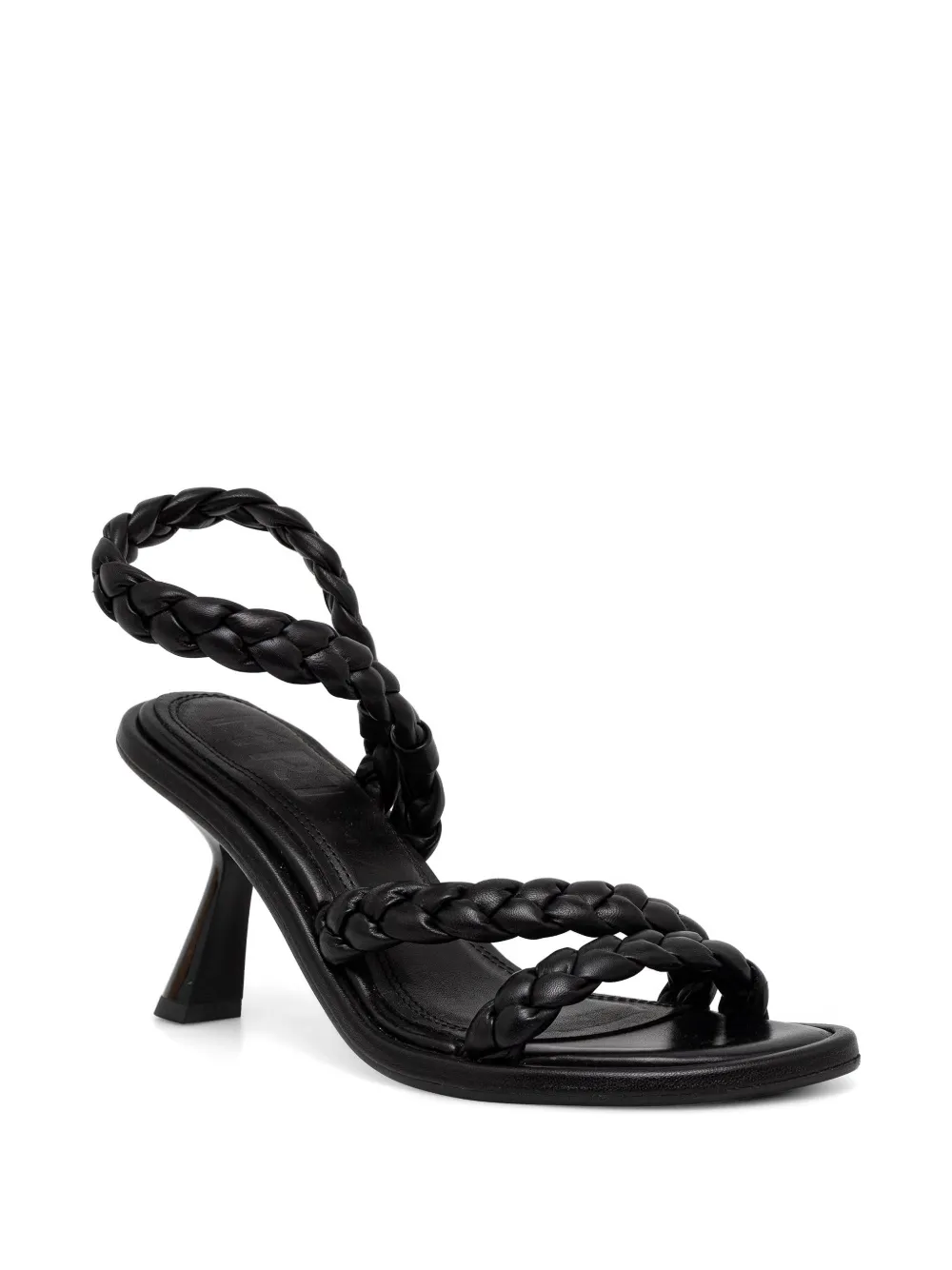 Souliers Martinez Isa braided leather sandals Zwart