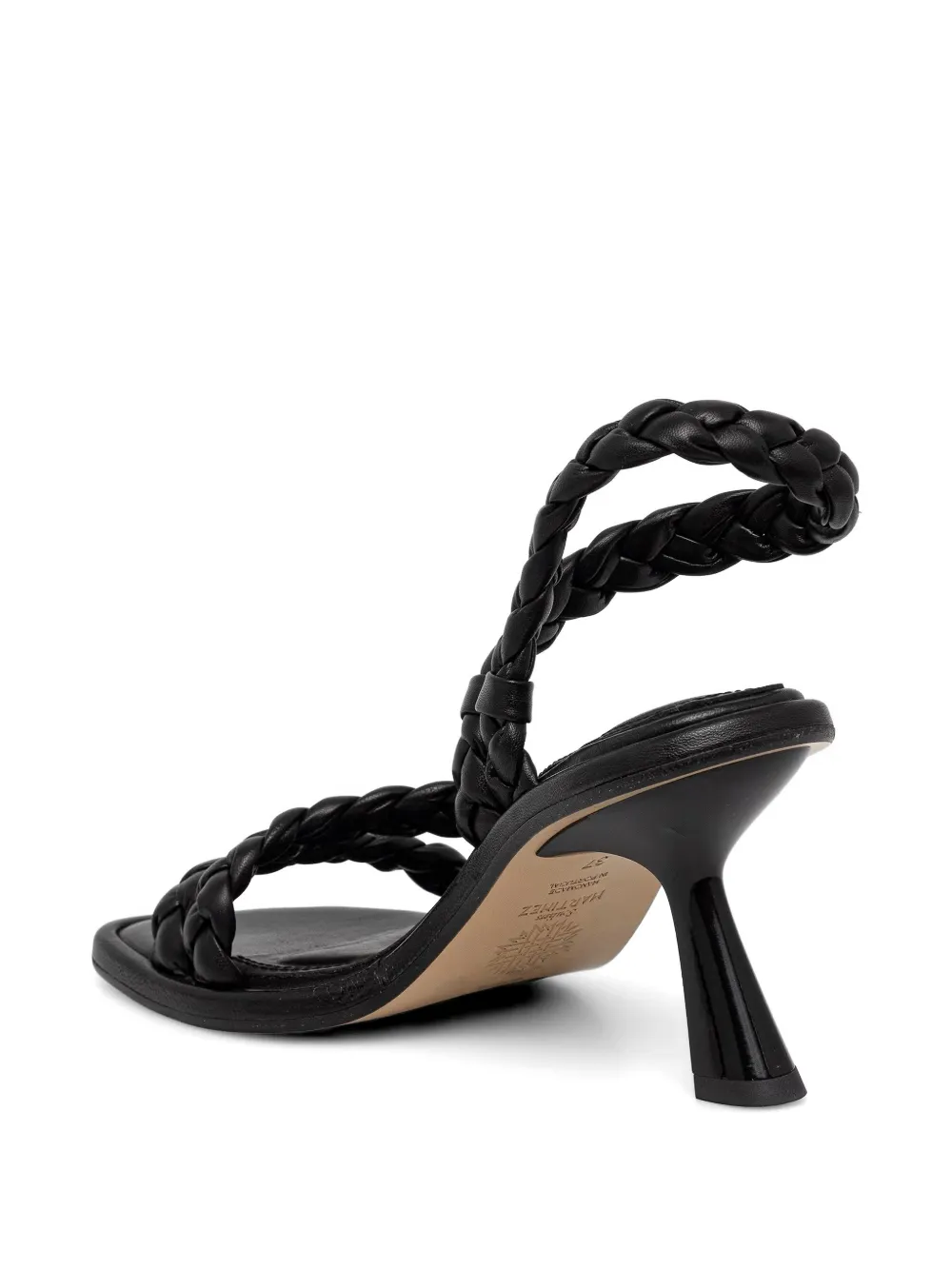 Souliers Martinez Isa braided leather sandals Zwart