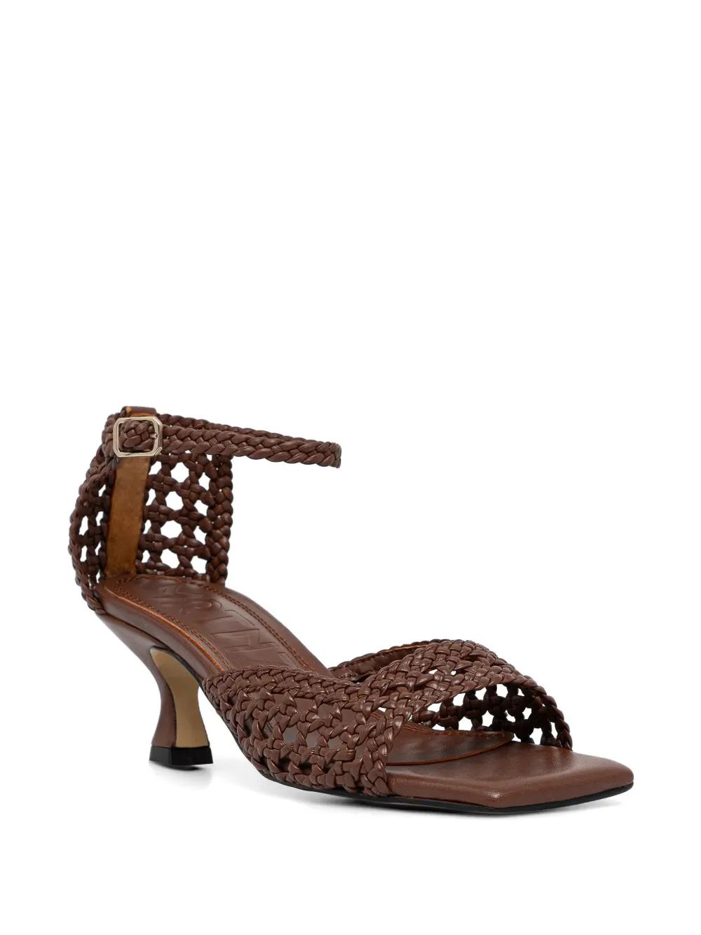 Souliers Martinez Veronica geweven leren sandalen Bruin